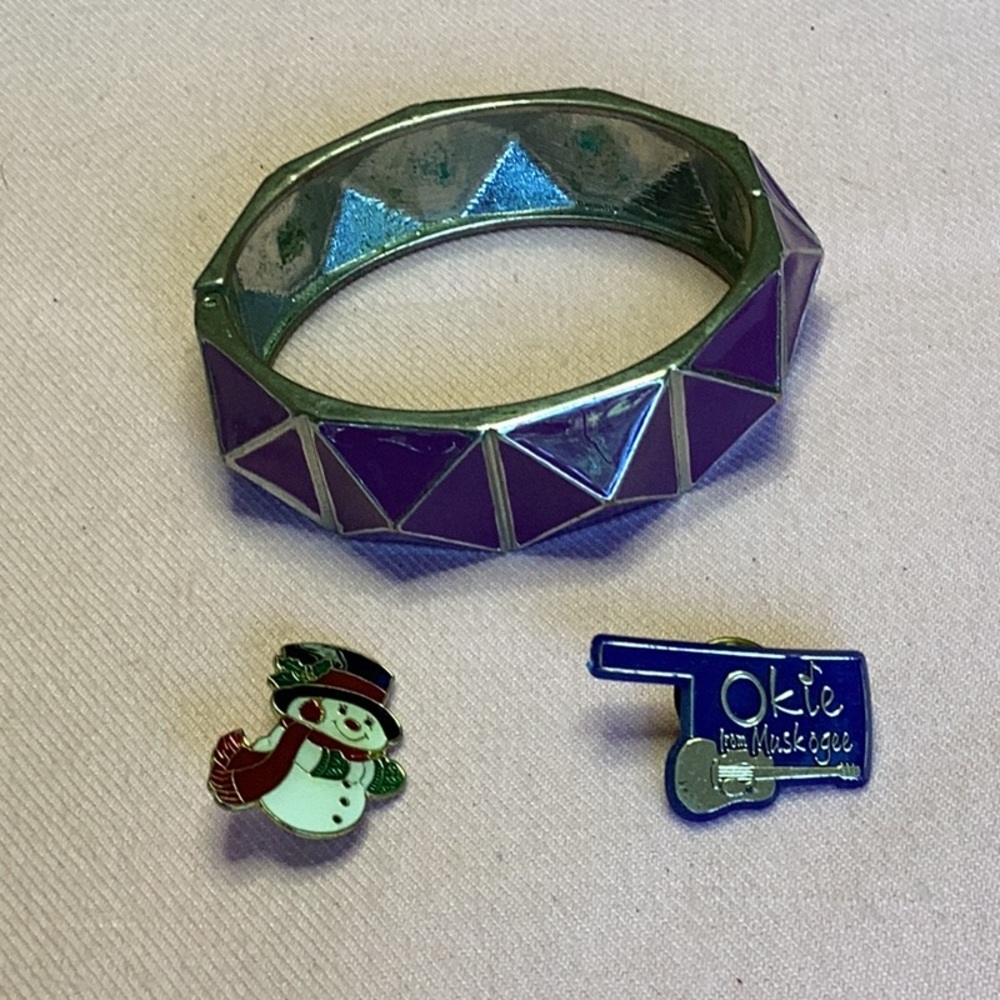 FINAL SALE PRICE Purple Clamp Bracelet & Pin Lot